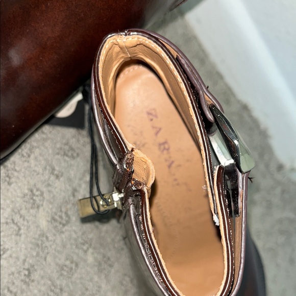 Zara Dark Brown Ankle Booties with Buckle - Picture 4 of 7